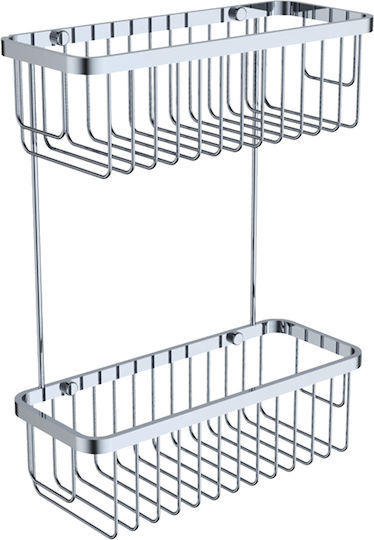 Vinci Compito Επιτοίχια Ραφιέρα Μπάνιου Inox με 2 Ράφια 30x12x37cm