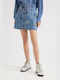 Desigual Berna Denim Hohe Taille Mini Rock in Blau Farbe