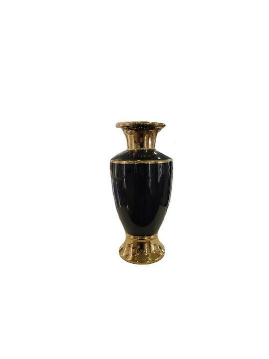 Zen Collection Vază Decorativă Ceramică Αμφορέας Black/Gold 16.5x16.5x28cm 1buc