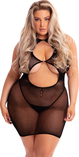 Pink Lipstick Lingerie Follow Me Mini Dress 5105 Plus Size Black