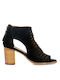 Leder Damen Knöchelstiefel Schwarz