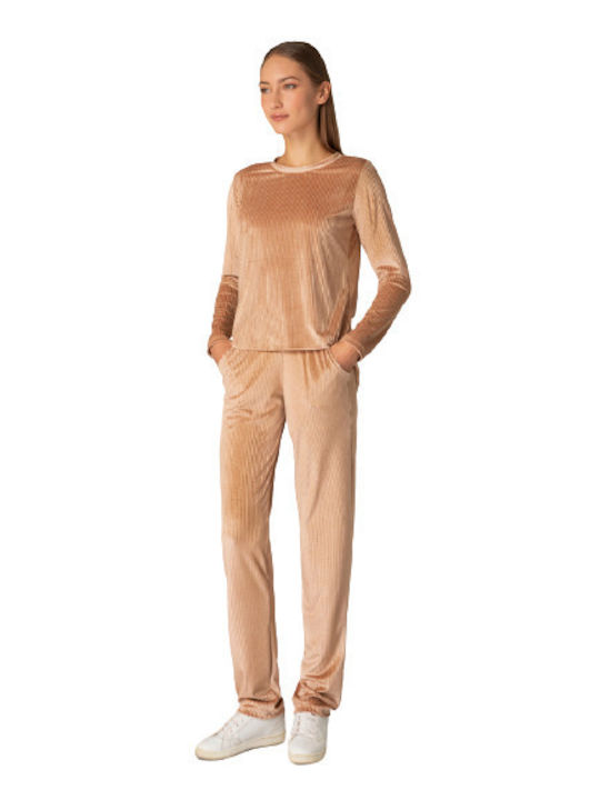 Milena by Paris Winter Women's Pyjama Set Velvet Gold