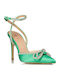 Leather Pointed Toe Heels with Stiletto Heel Green