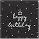 Happy Birthday Τριπλές Χαρτοπετσέτες Μαύρες 33x33εκ. 20τμχ