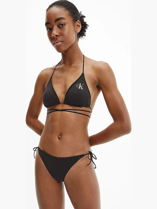 Bikini Slip mit Schnürchen Schwarz