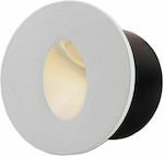 Optonica Στρογγυλό Μεταλλικό Χωνευτό Σποτ με Ενσωματωμένο LED και Φυσικό Λευκό Φως σε Λευκό χρώμα 8x8cm