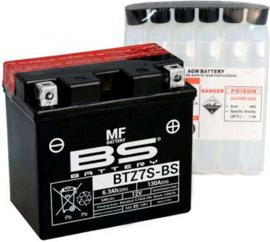 BS Inchis Baterie Motocicleta YTZ7-BS 130A cu Capacitatea 6.3Ah