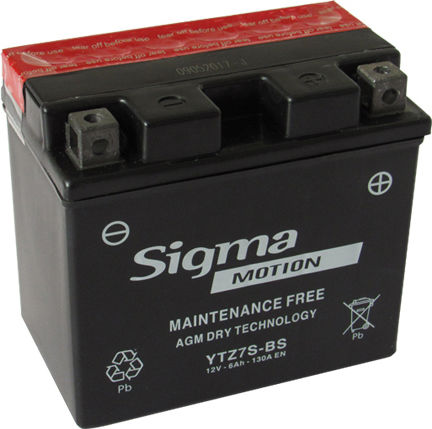 Sigma Motorradbatterie YTZ7S-BS mit Kapazität 6Ah