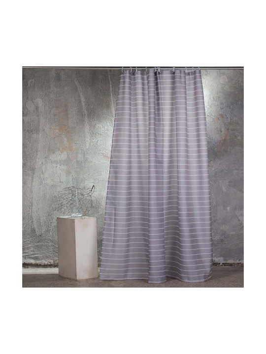 Melinen Stripes Fabric Shower Curtain 180x200cm Grey