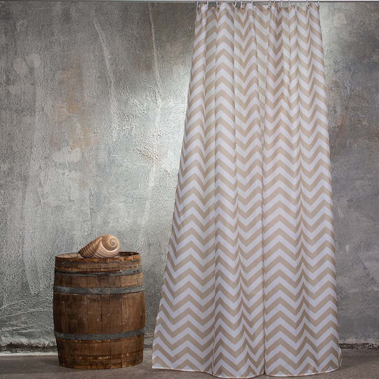 Melinen Zig Zag Κουρτίνα Μπάνιου Υφασμάτινη 180x200 cm Beige