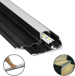 GloboStar Extern LED-Streifen-Aluminiumprofil Treppen mit Opal Abdeckung 100x5.9x2.1cm