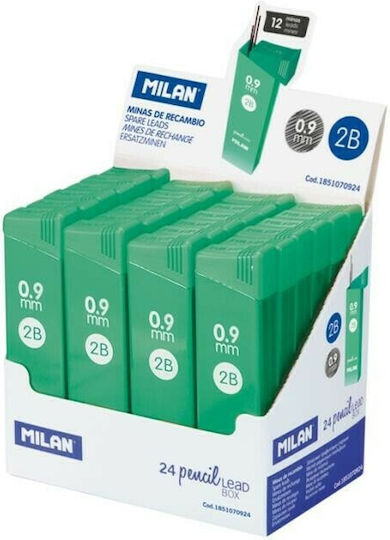 Milan 24 Συσκευασίες x 12 Μύτες Μολυβιού Πάχους 0.9mm Τύπου 2B