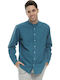 Long-sleeved Linen Shirt Petrol Blue
