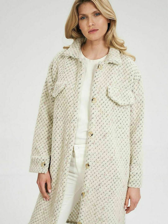 Figl Women's Midi Coat with Buttons Beige