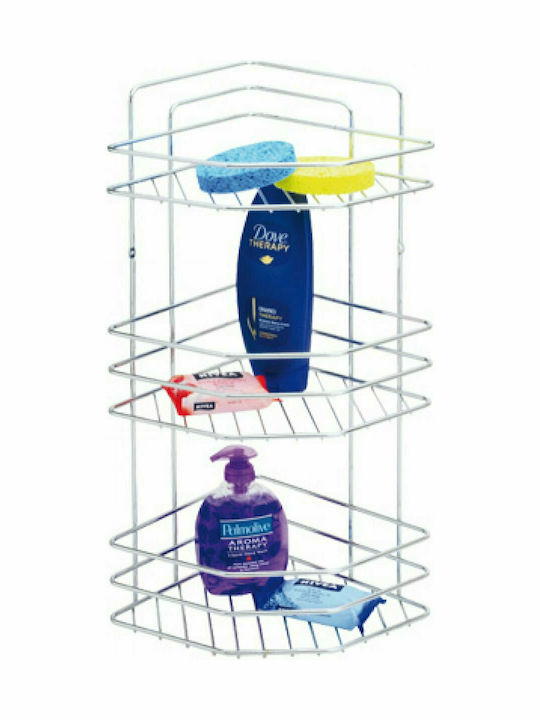 ECE Ece 40366 Ecke An der Wand montiert Badezimmerregal Metallisch mit 3 Regalböden 48x48x54cm Silber