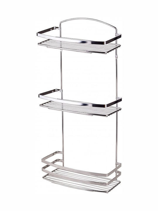 Tekno-Tel 455.BK086/ST Επιτοίχια Ραφιέρα Μπάνιου Inox με 3 Ράφια 25x13x48cm