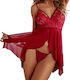 La Lolita Amsterdam Translucent Babydoll with Lace Details Red