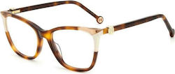 Carolina Herrera Plastic Eyeglass Frame Brown Tortoise CH0057 C1H