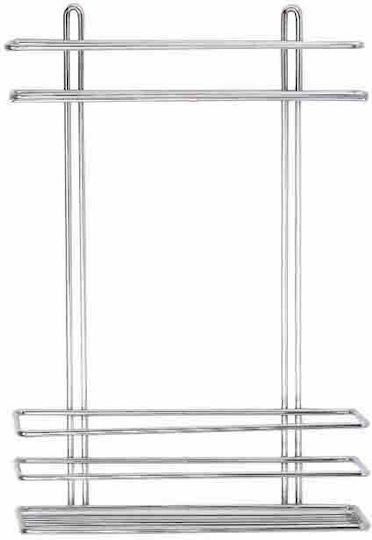 Tekno-Tel 455.LM005 Επιτοίχια Ραφιέρα Μπάνιου Inox με 2 Ράφια 25x11x37cm Ασημί