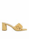 Mules with Chunky Low Heel in Yellow Color