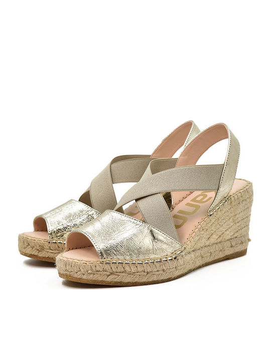Kanna 22KV8071 Women's Leather Platform Espadrilles Platinum