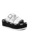 Aba 08 Leather Women's Flat Sandals Flatforms in White Color