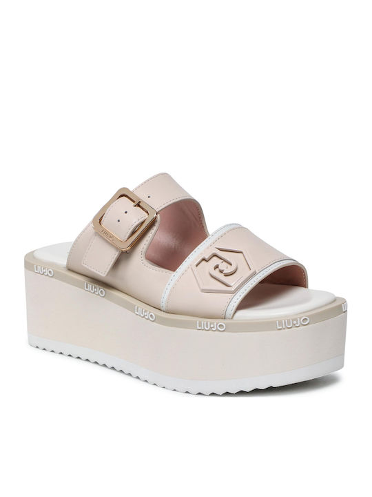 Liu Jo Leather Women's Flat Sandals Flatforms i...