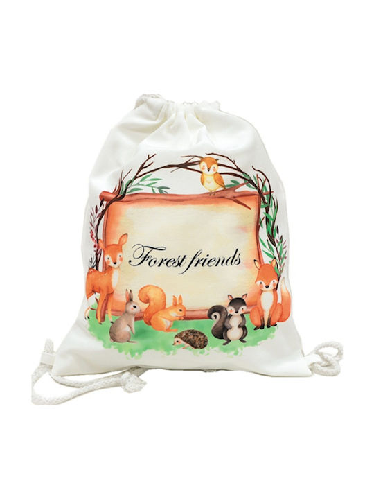 Paperpack Net Ζώα του Δάσους Παιδική Τσάντα Πουγκί Λευκή 25εκ.