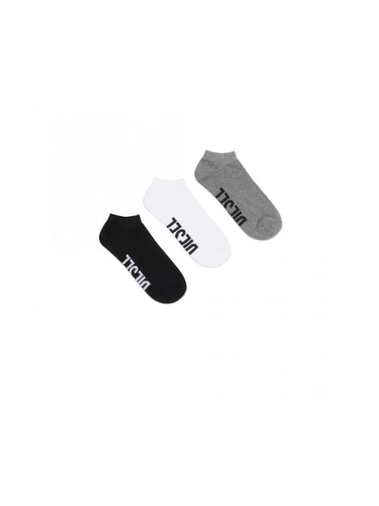Diesel Ανδρικές Μονόχρωμες Κάλτσες Λευκό / Γκρι / Μαύρο 3Pack