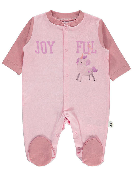 Baby overalls 'unicorn' pink for girls (0-9 months)