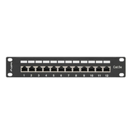 Lanberg Panou Patch Ecranat pentru Rack 1U 10" 12 Porturi cat5e Negru