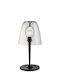 Fan Europe Ares Glass Table Lamp for E27 Socket with Transparent Shade and Black Base