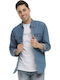 Long-sleeved Denim Shirt Light Blue