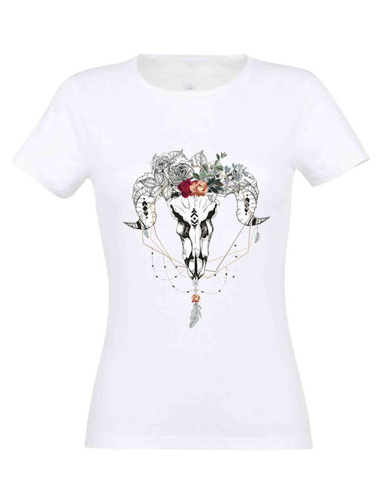 Damen weißes Boho#40 T-Shirt - Weiß