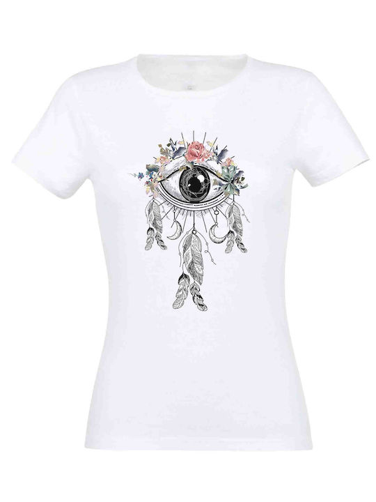 Γυναικείο t-shirt λευκό Boho#5 - Λευκό