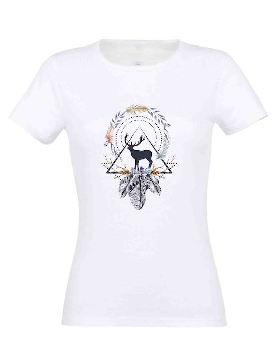 Damen weißes Boho#14 T-Shirt - Weiß