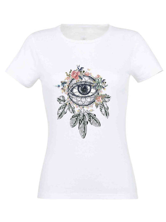 Damen weißes Boho#28 T-Shirt - Weiß