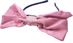 Satin Thin Headband with Bow in the Center Pink