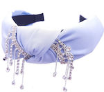 Hair Headband Decorated with Silver Rhinestones Blue