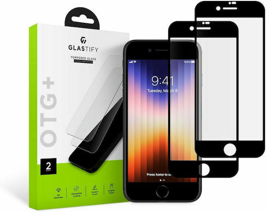 Glastify OTG+ Tempered Glass 2pcs Black (iPhone SE 2022 / 2020 / 8 / 7) GST016BLK
