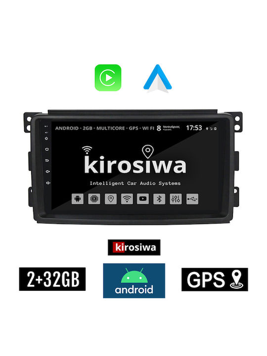 Kirosiwa Car Audio System for Smart ForTwo 2007-2010 (Bluetooth/USB/AUX/WiFi/GPS) with Touch Screen 9"