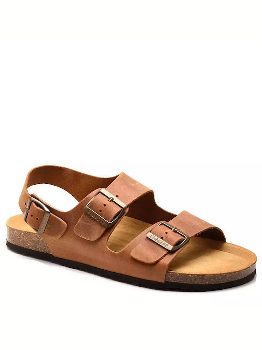 Plakton Men's Leather Sandals Tabac Brown