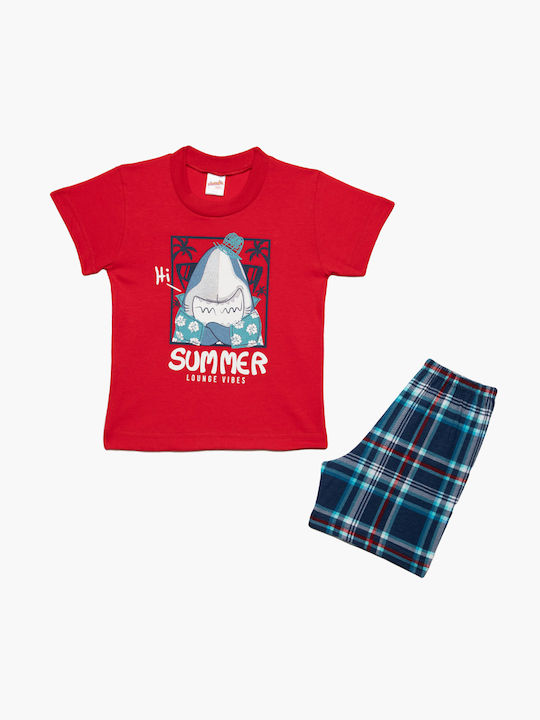 Minerva Set Top & Bottom Kids Summer Cotton Pyjamas Red