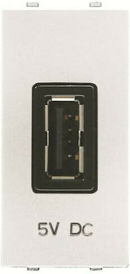 Abb Zenit Χωνευτή Πρίζα με 1 Θύρα USB Λευκή