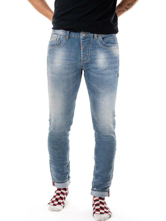 Profil Ανδρικό Παντελόνι Τζιν Ελαστικό Slim Fit Midl Blue