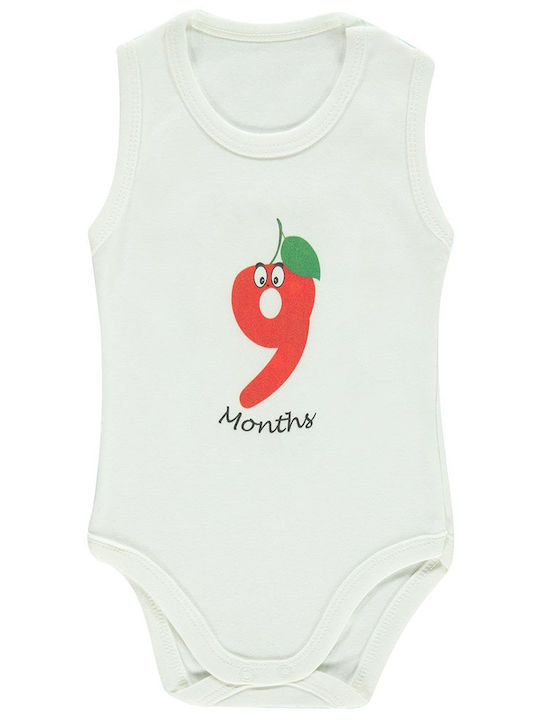 Baby short-sleeved leotard with number white for boys