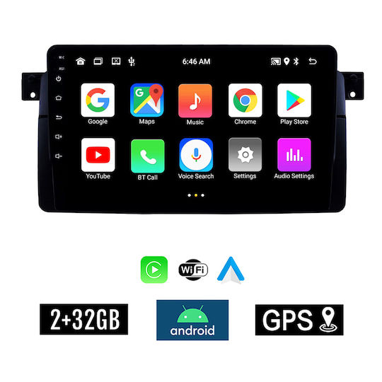 Kirosiwa Car Audio System for BMW Series 3 (E46) / M3 E46 1998-2005 (Bluetooth/USB/AUX/WiFi/GPS/Apple-Carplay/Android-Auto) with Touch Screen 9"