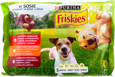 Purina Friskies Храна за мокри кучешки храни куче с Месо в консерва 4 x 100гр.