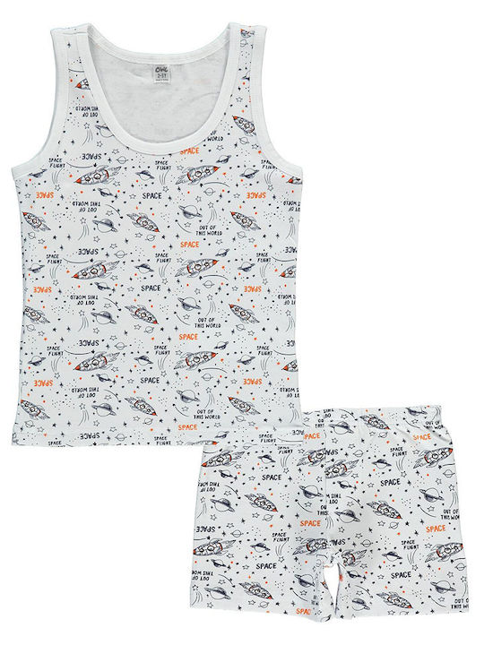 Children's t-shirt and boxer set 'space' white-blue for boys (2-11 years old)