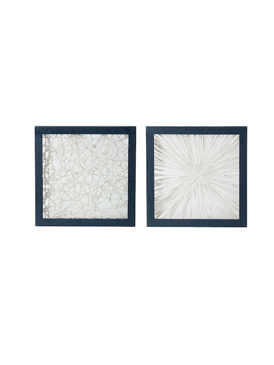 Artekko Wall Decor Daig White Wooden 39x4.5x39cm 2 Pieces